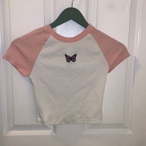 Aeropostale Seriously Soft Butterfly Cropped Raglan Baby Tee